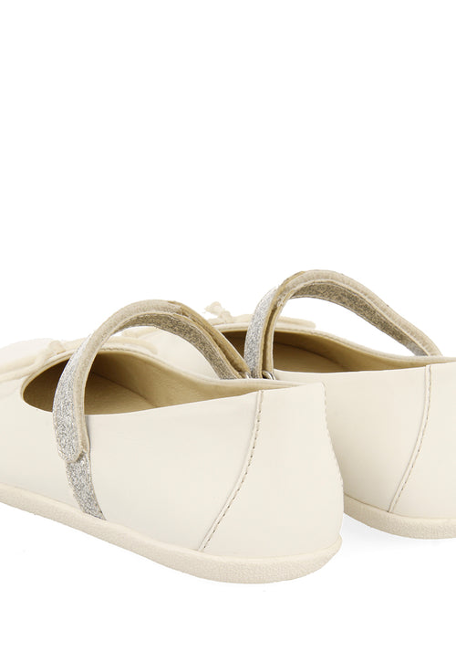 WHITE GLITTERY BALLET FLATS WITH BOW EMBELLISHMENT FOR GIRLS AND BOYS ANNSVILLE