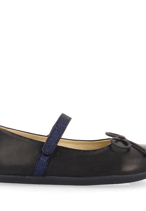 NAVY BLUE GLITTERY BALLET FLATS WITH BOW EMBELLISHMENT FOR GIRLS AND BOYS ANNSVILLE