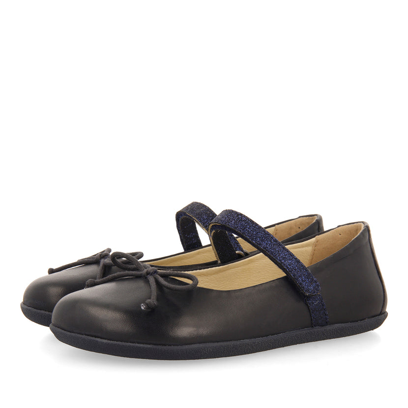 NAVY BLUE GLITTERY BALLET FLATS WITH BOW EMBELLISHMENT FOR GIRLS AND BOYS ANNSVILLE