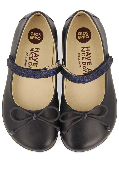 NAVY BLUE GLITTERY BALLET FLATS WITH BOW EMBELLISHMENT FOR GIRLS AND BOYS ANNSVILLE