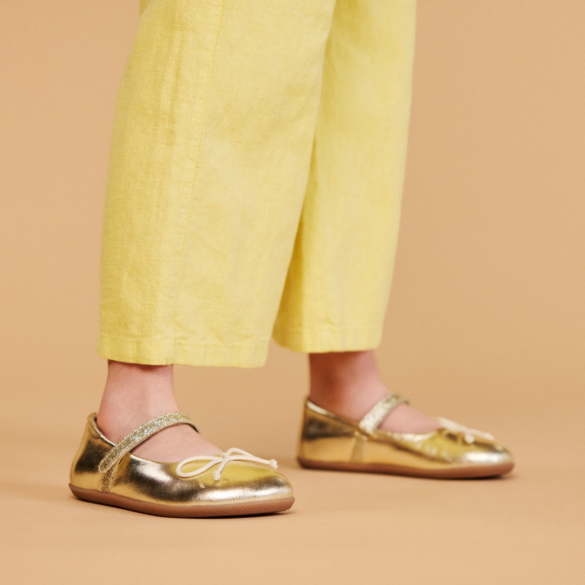 BALLERINE DORATE CON GLITTER E FIOCCO DECORATIVO PER BAMBINA E BAMBINO ANNSVILLE