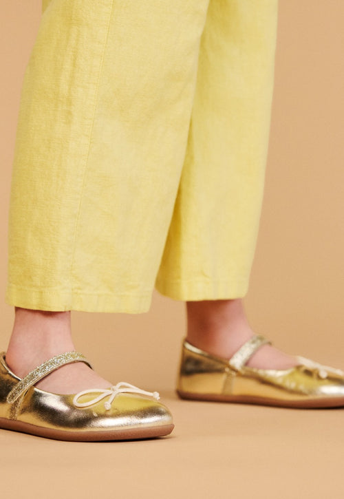 GOLDEN GLITTERY BALLET FLATS WITH BOW EMBELLISHMENT FOR GIRLS AND BOYS ANNSVILLE