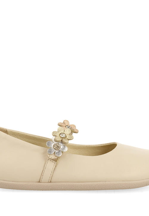 OFF-WHITE BALLET FLATS WITH FLOWER EMBELLISHMENT FOR GIRLS AND BOYS CONESUS
