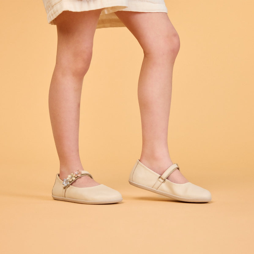 OFF-WHITE BALLET FLATS WITH FLOWER EMBELLISHMENT FOR GIRLS AND BOYS CONESUS