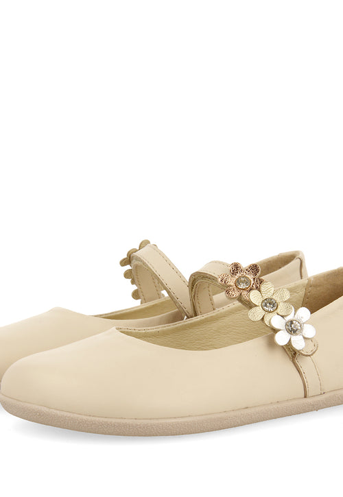 OFF-WHITE BALLET FLATS WITH FLOWER EMBELLISHMENT FOR GIRLS AND BOYS CONESUS