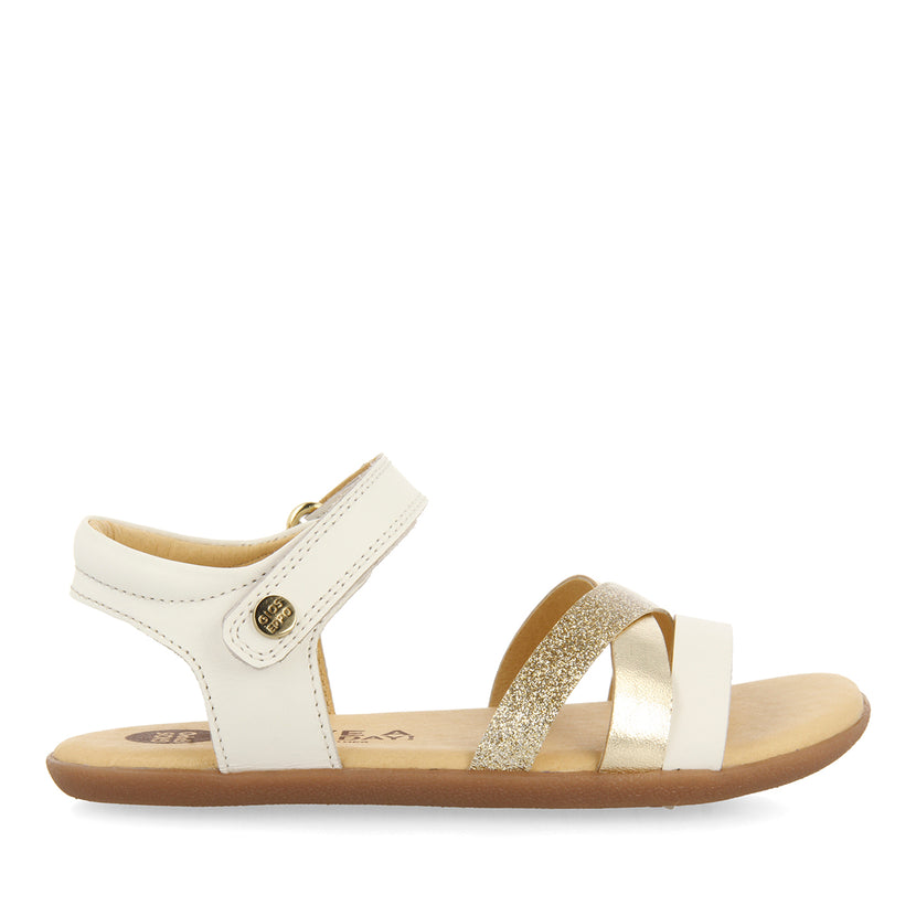 WHITE SANDALS WITH GLITTER AND METALLIC ACCENTS FOR GIRLS AND BOYS KARCAG