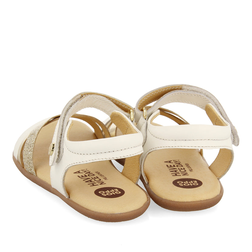 WHITE SANDALS WITH GLITTER AND METALLIC ACCENTS FOR GIRLS AND BOYS KARCAG