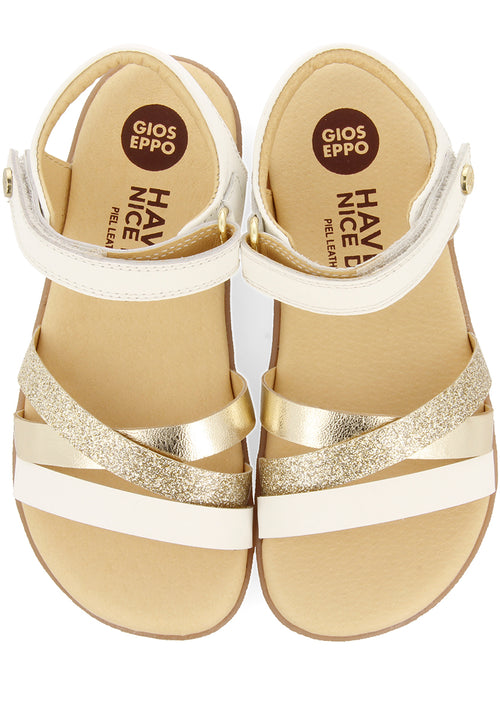 SANDALIAS BLANCAS CON GLITTER Y ACENTOS METALIZADOS PARA NIÑA Y NIÑO KARCAG