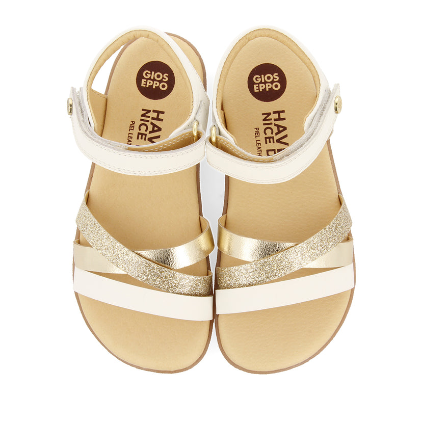 WHITE SANDALS WITH GLITTER AND METALLIC ACCENTS FOR GIRLS AND BOYS KARCAG