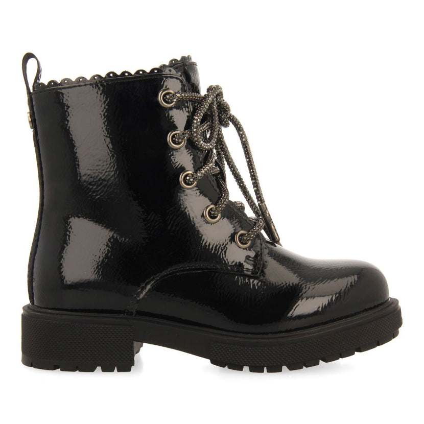 MILITARY STYLE PATENT EFFECT BOOTS ZILINA