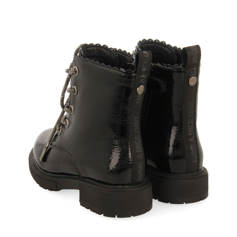 MILITARY STYLE PATENT EFFECT BOOTS ZILINA
