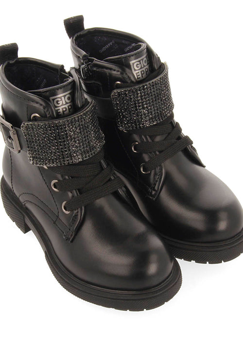 MILITARY STYLE BOOTS WITH REMOVABLE RHINESTONE STRAP ROSKILDE