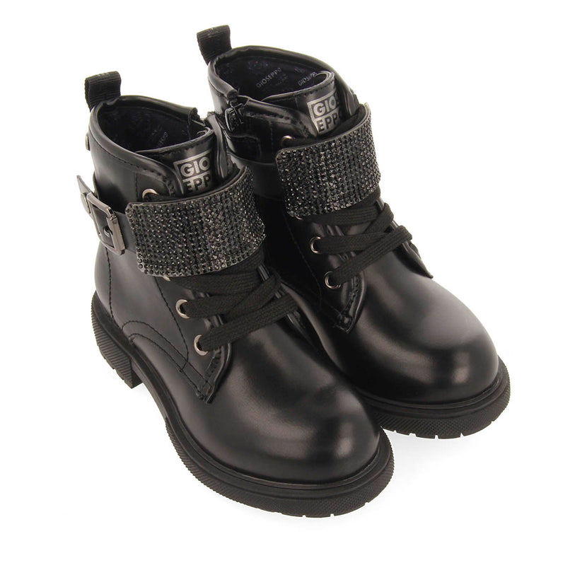 MILITARY STYLE BOOTS WITH REMOVABLE RHINESTONE STRAP ROSKILDE