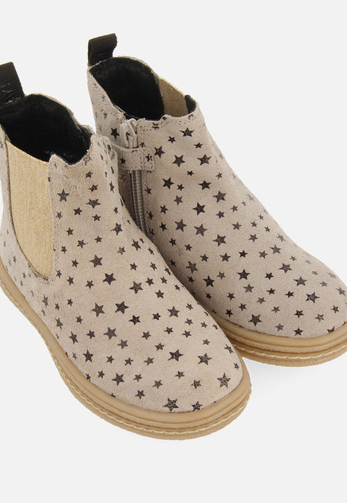 SUEDE BOOTS WITH STARS AND LEATHER DETAILS