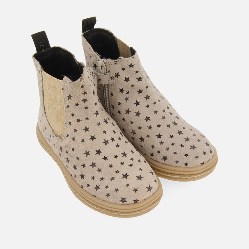 SUEDE BOOTS WITH STARS AND LEATHER DETAILS
