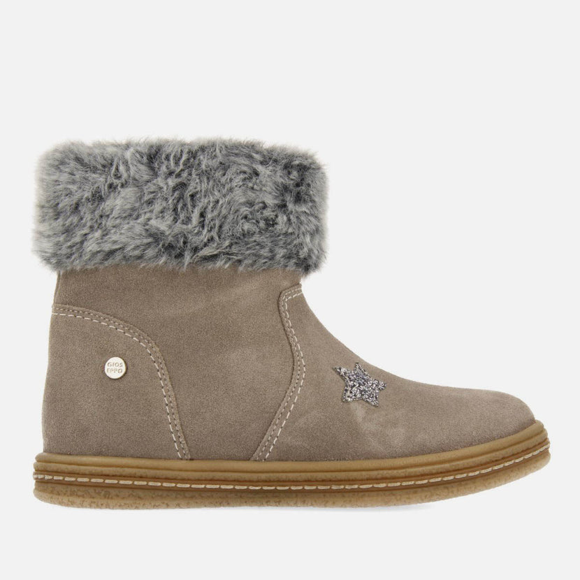 SUEDE LEATHER BOOTS WITH FUR ON THE SIDE