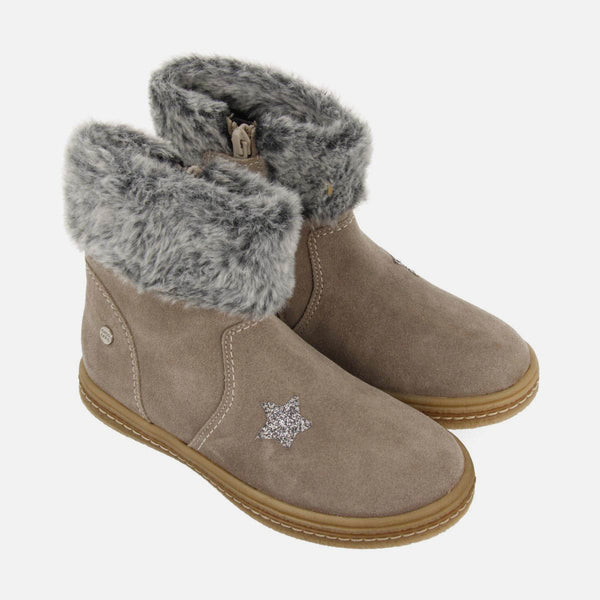 SUEDE LEATHER BOOTS WITH FUR ON THE SIDE