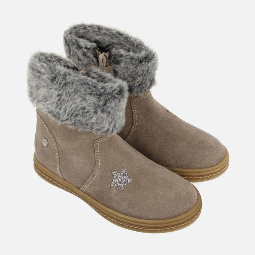 SUEDE LEATHER BOOTS WITH FUR ON THE SIDE
