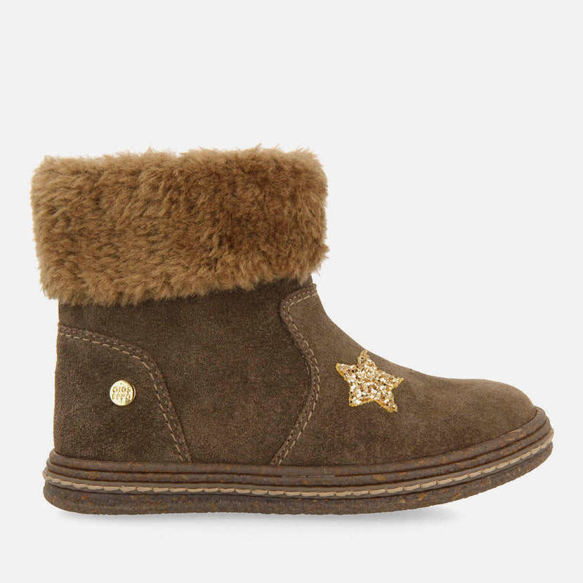 SUEDE LEATHER BOOTS WITH FUR ON THE SIDE