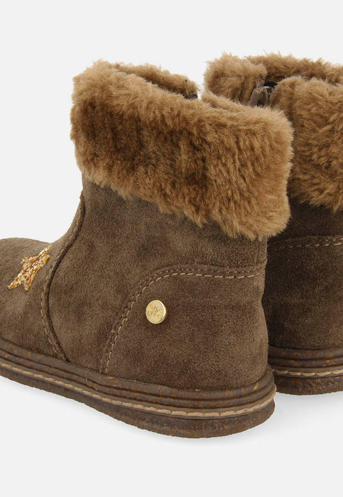 SUEDE LEATHER BOOTS WITH FUR ON THE SIDE