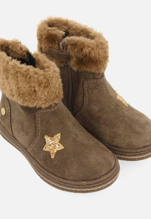 SUEDE LEATHER BOOTS WITH FUR ON THE SIDE