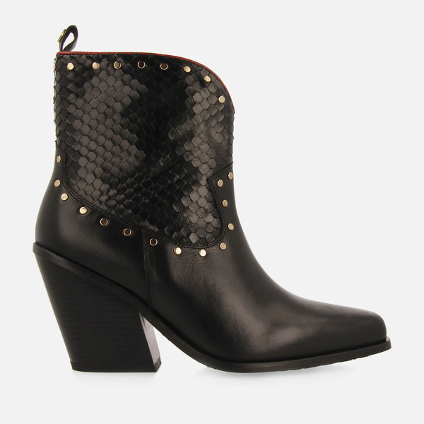 COWBOY LEATHER ANKLE BOOTS HEEL SAGERBY