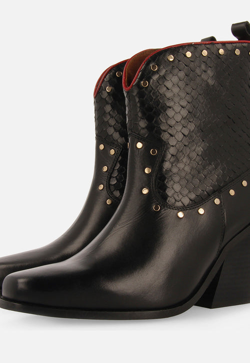 COWBOY LEATHER ANKLE BOOTS HEEL SAGERBY