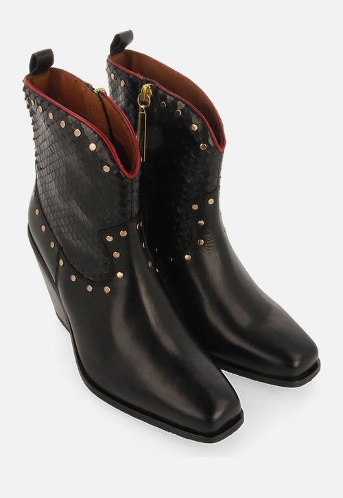 COWBOY LEATHER ANKLE BOOTS HEEL SAGERBY