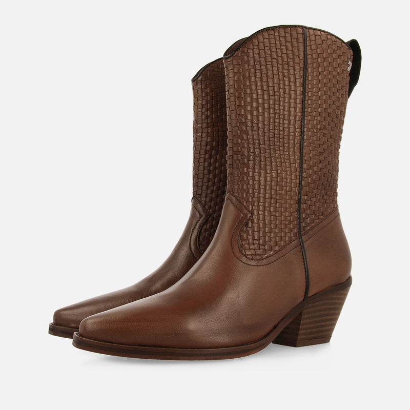 COWBOY BOOTS BRAIDED HEEL LEATHER AMPASS