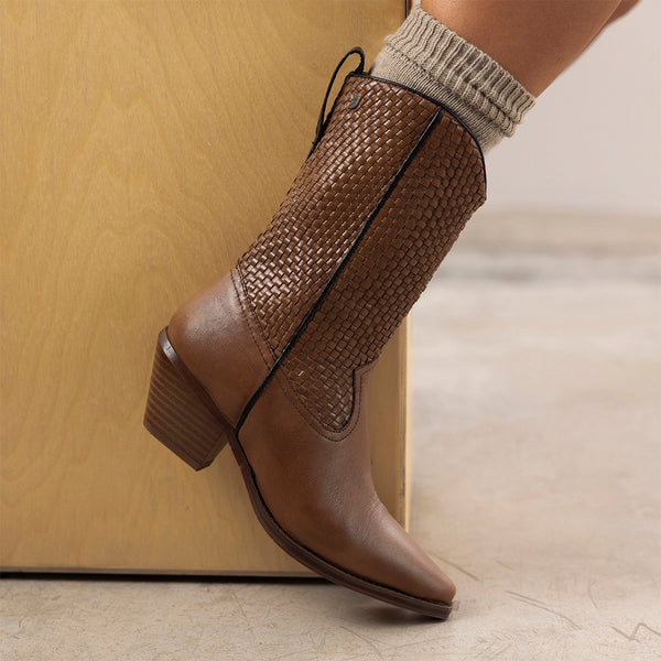 COWBOY BOOTS BRAIDED HEEL LEATHER AMPASS