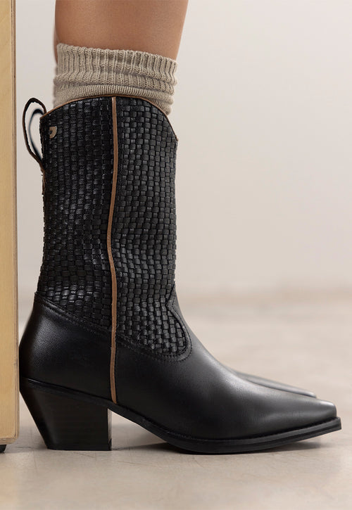 BOTAS COWBOY TRENZADO TACÓN PIEL AMPASS