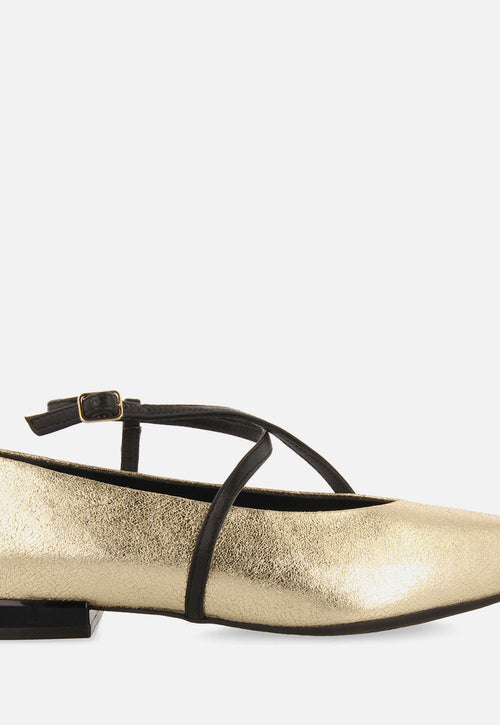 METALLIC LEATHER BALLET FLATS TURKEVE