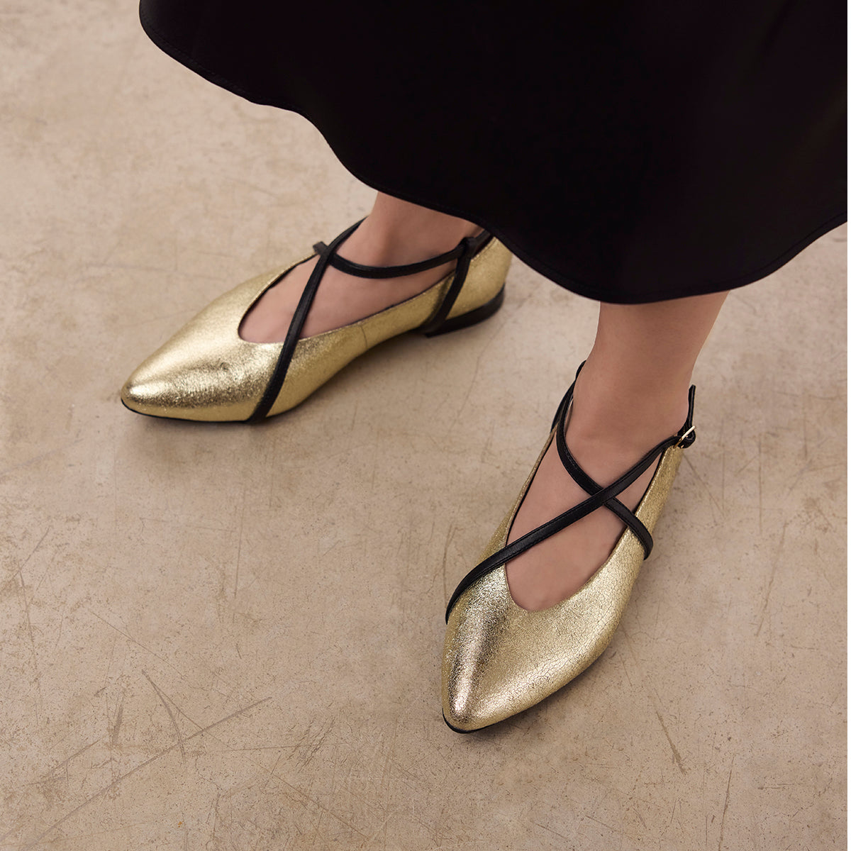 BALLERINE IN PELLE METALLIZZATA TURCHEVE