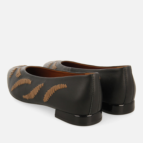 EMBROIDERED LEATHER BALLET FLATS ZAMARDI