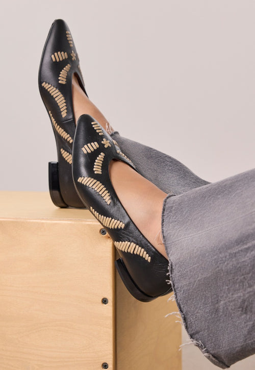 BALLERINE RICAMATE IN PELLE ZAMARDI