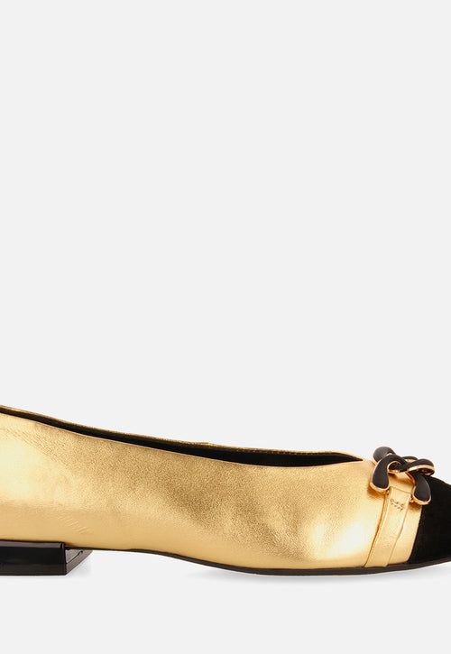 METALLIC LEATHER BALLET FLATS DAVINDE