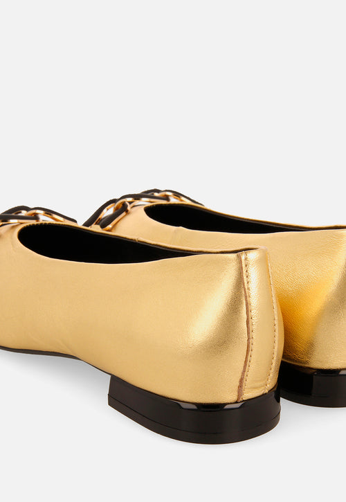 METALLIC LEATHER BALLET FLATS DAVINDE