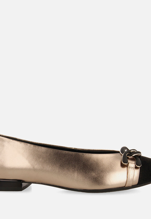 METALLIC LEATHER BALLET FLATS DAVINDE