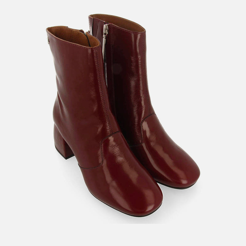 PATENT LEATHER ANKLE BOOTS WITH HEEL DUDINCE
