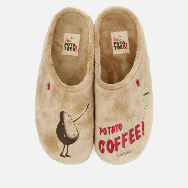 CALICOON FAUX FUR PRINT HOUSE SLIPPERS