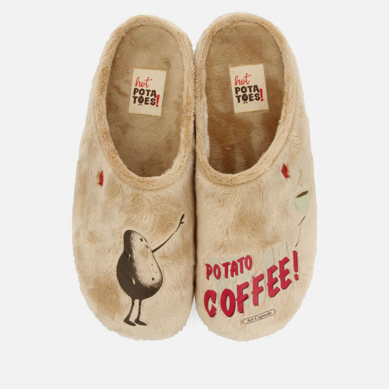 CALICOON FAUX FUR PRINT HOUSE SLIPPERS