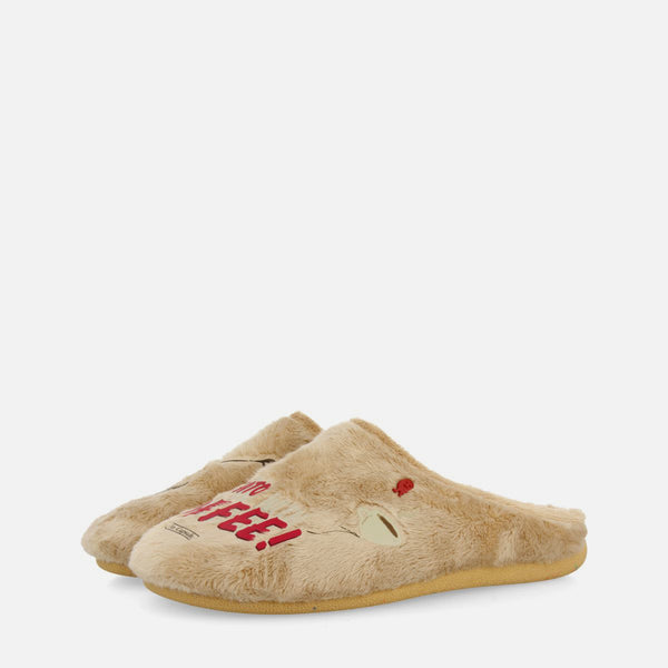 CALICOON FAUX FUR PRINT HOUSE SLIPPERS