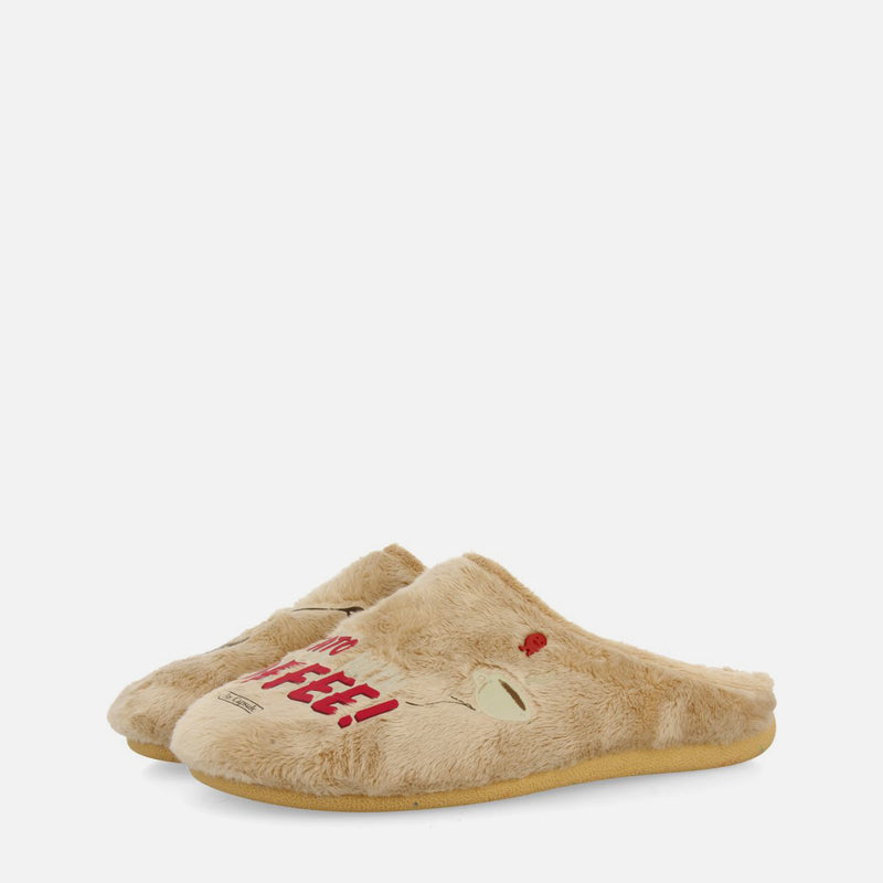 CALICOON FAUX FUR PRINT HOUSE SLIPPERS