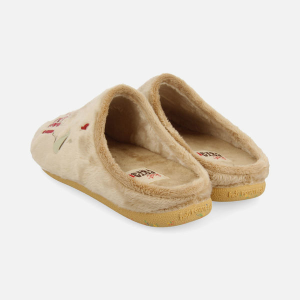 CALICOON FAUX FUR PRINT HOUSE SLIPPERS