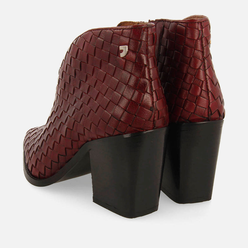 BRAIDED LEATHER ANKLE BOOTS WITH HEEL TAMASI
