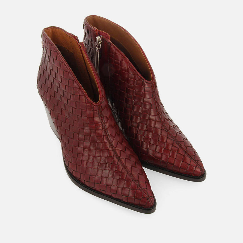 BRAIDED LEATHER ANKLE BOOTS WITH HEEL TAMASI