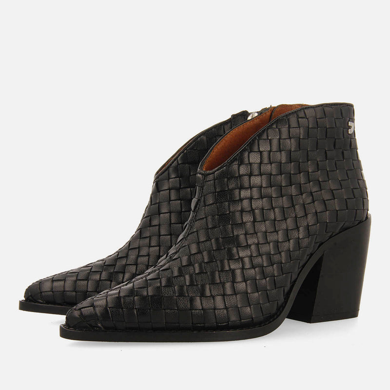 BRAIDED LEATHER ANKLE BOOTS WITH HEEL TAMASI