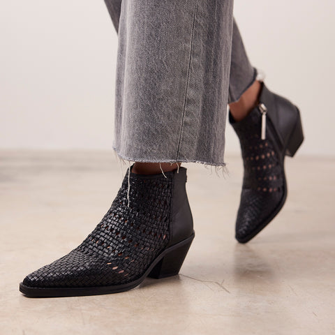 BRAIDED COWBOY BOOTS WITH LEATHER HEEL LIVONIA