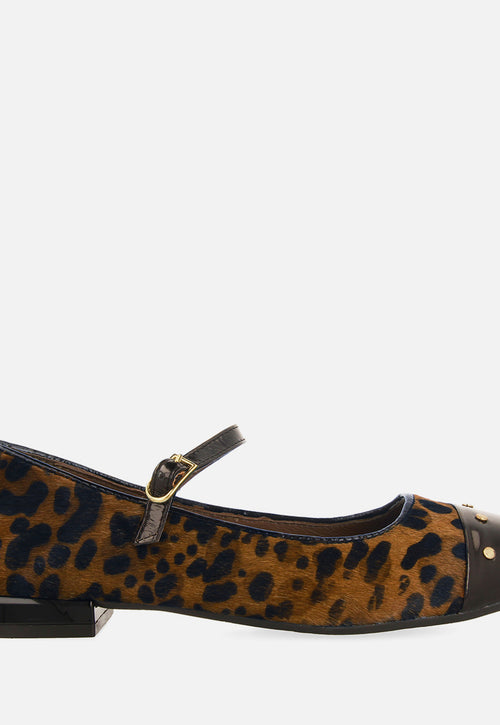 LEOPARD PRINT LEATHER BALLET FLATS SERED