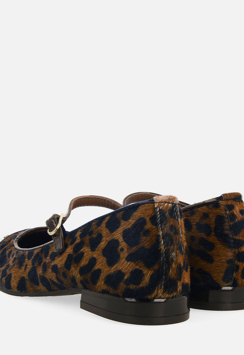 LEOPARD PRINT LEATHER BALLET FLATS SERED